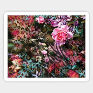 Animal Print and Pink Roses Magnet